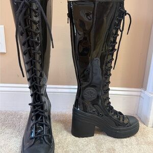 Converse Shiny Black Lace-Up Boots